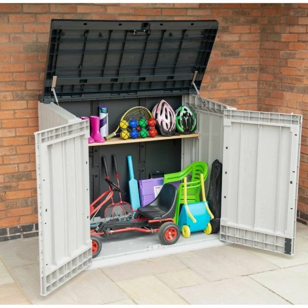 Extra Large Garden Storage Unit/ Bin Store 1200 Litre Grey 1 Extra Large Garden Storage Unit/ Bin Store 1200 Litre Grey