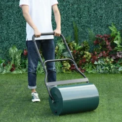 OUTSUNNY Lawn Roller Metal Green 50cm