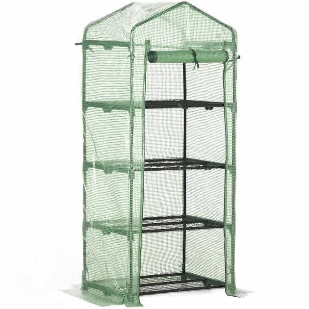 OUTSUNNY Wentworth Mini Greenhouse Steel Green 3 OUTSUNNY Wentworth Mini Greenhouse Steel Green - Image 3