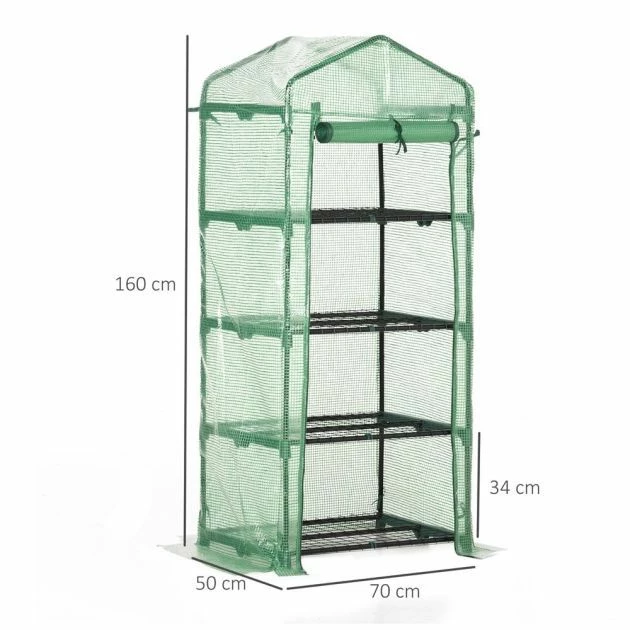 OUTSUNNY Wentworth Mini Greenhouse Steel Green 2 OUTSUNNY Wentworth Mini Greenhouse Steel Green - Image 2