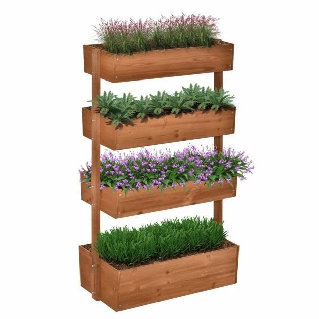 OUTSUNNY Adjustable Raised Garden Bed Wooden 4 Tier 3 OUTSUNNY Adjustable Raised Garden Bed Wooden 4 Tier - Image 3