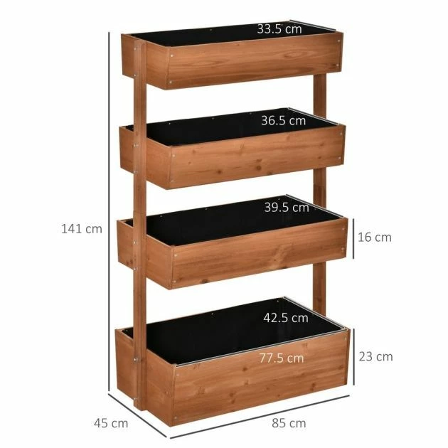 OUTSUNNY Adjustable Raised Garden Bed Wooden 4 Tier 2 OUTSUNNY Adjustable Raised Garden Bed Wooden 4 Tier - Image 2