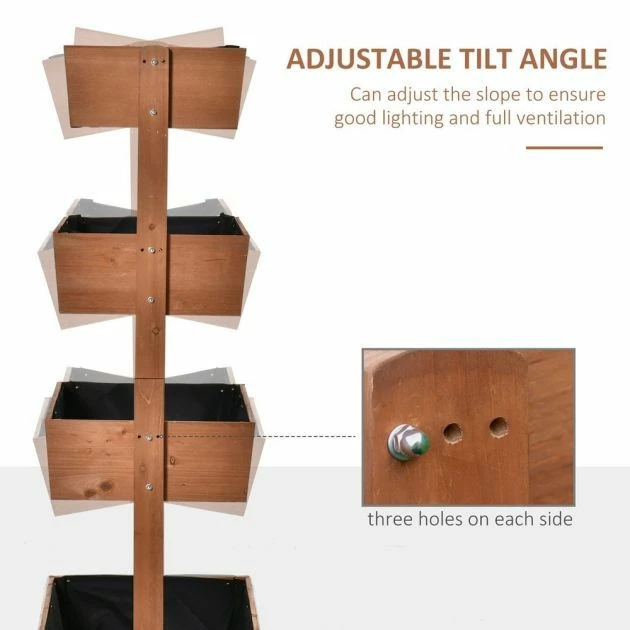 OUTSUNNY Adjustable Raised Garden Bed Wooden 4 Tier 5 OUTSUNNY Adjustable Raised Garden Bed Wooden 4 Tier - Image 5