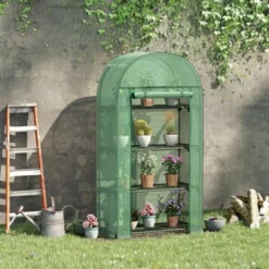 OUTSUNNY Mini Greenhouse Metal Green 1.6m