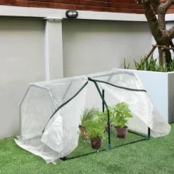 OUTSUNNY Mini Greenhouse PVC White 1 X 0.6m