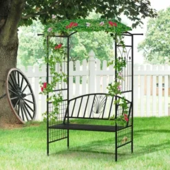 OUTSUNNY Gothic Garden Arbour Black 2 Seater