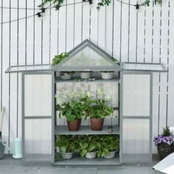 OUTSUNNY Apex Mini Greenhouse With Shelf Grey 1m -OUTSUNNY Sales Store 2 1 122 33