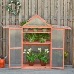 OUTSUNNY Apex Mini Greenhouse With Shelf Natural 1m