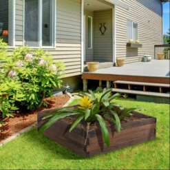 OUTSUNNY Wooden Raised Bed Planter 80cm