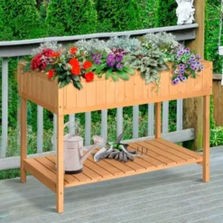 OUTSUNNY Wooden Raised Herb Garden
