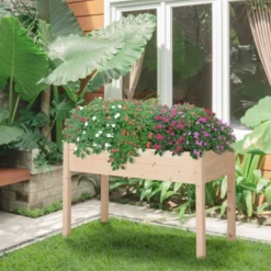 OUTSUNNY Wooden Raised Planting Bed - 122.5L