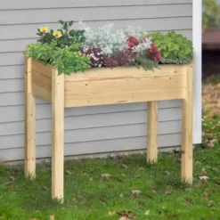 OUTSUNNY Wooden Raised Planting Bed - 86cm