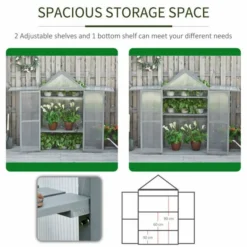 OUTSUNNY Apex Mini Greenhouse With Shelf Grey 1m -OUTSUNNY Sales Store 4 1 116 33
