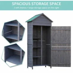 OUTSUNNY Narrow Wooden Garden Storage Shed Grey - 2 X 2.5 -OUTSUNNY Sales Store 4 1 199 44