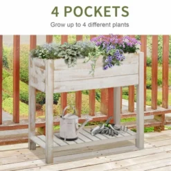 OUTSUNNY Wooden Raised Grow Box 4 Compartments -OUTSUNNY Sales Store 4 1 235 27