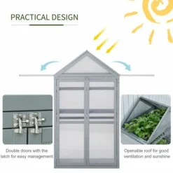 OUTSUNNY Apex Mini Greenhouse With Shelf Grey 1m -OUTSUNNY Sales Store 4 2 113 33