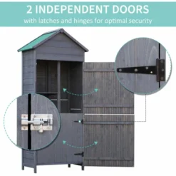 OUTSUNNY Narrow Wooden Garden Storage Shed Grey - 2 X 2.5 -OUTSUNNY Sales Store 4 2 197 38