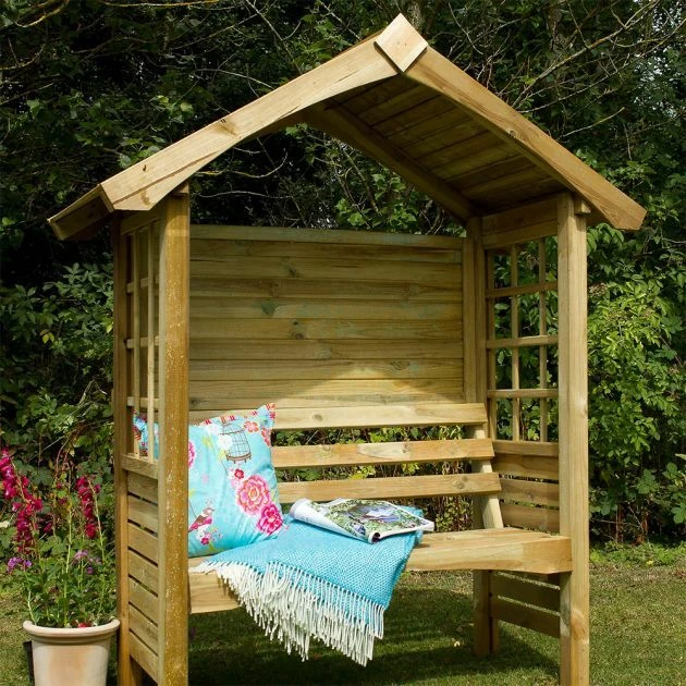 Cadiz Arbour With Attractive Roof Trim And Side Trellis Panels 1 Cadiz Arbour With Attractive Roof Trim And Side Trellis Panels
