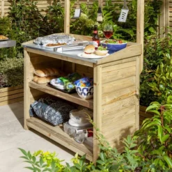 Outdoor Barbecue Servery Table -OUTSUNNY Sales Store 415491 5