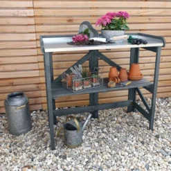 Gardeners Folding Potting Table With Zinc Plated Worktop