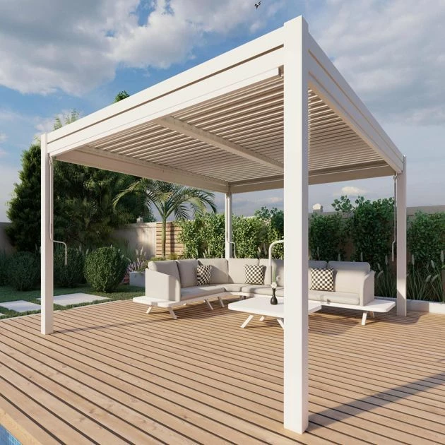 Maze Pergola Square Aluminium With 4 Drop Sides White 3mx3m 10 Maze Pergola Square Aluminium With 4 Drop Sides White 3mx3m - Image 10