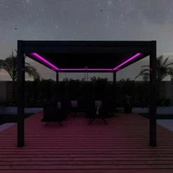 Maze Pergola Square Aluminium With 4 Drop Sides Grey 3mx3m -OUTSUNNY Sales Store 417180 12