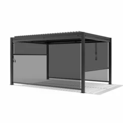 Maze Pergola Square Aluminium With 4 Drop Sides Grey 3mx4m