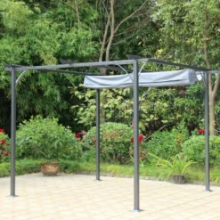 Prague Grey Pergola Gazebo 3 X 3m With Easy Pully System
