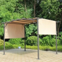 San Remo Mocha Pergola Gazebo With Polyester Fabric 2.75 X 3.66m