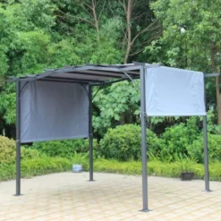San Remo Grey Pergola Gazebo With Polyester Fabric 2.75 X 3.66m