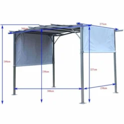 San Remo Grey Pergola Gazebo With Polyester Fabric 2.75 X 3.66m -OUTSUNNY Sales Store san remo grey 10