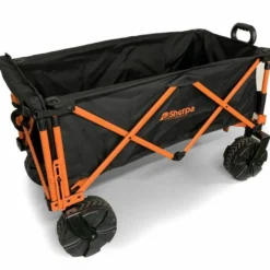 Sherpa Collapsible Folding Cart Orange/Black Steel Nylon Canvas 300Kg Capacity -OUTSUNNY Sales Store sfc4 open2