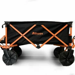 Sherpa Collapsible Folding Cart Orange/Black Steel Nylon Canvas 300Kg Capacity -OUTSUNNY Sales Store sfc4 sidereardown
