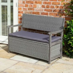 Alderley Rattan Storage Bench 2 Seat Grey